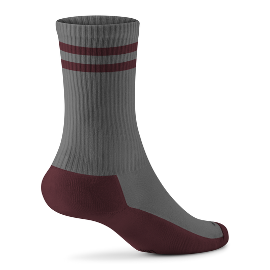Anytime Crew Sock - Medium Grey/Hazy Burgundy Stripe